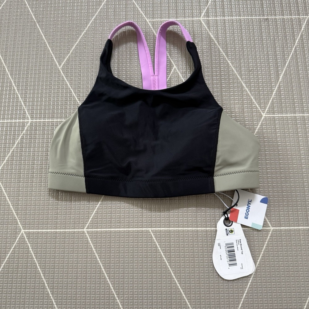 NEW Prana Baja Bound Top Women's XS Black Color Block Sport Bra Swim Top